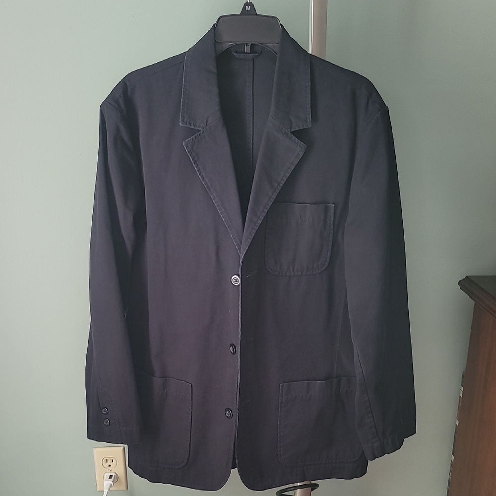 Casual Blue Button-Up Utility Blazer